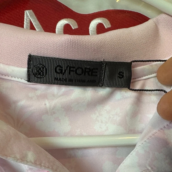 G/FORE Light Pink Polo with Neon Pink Trim - Picture 3 of 4